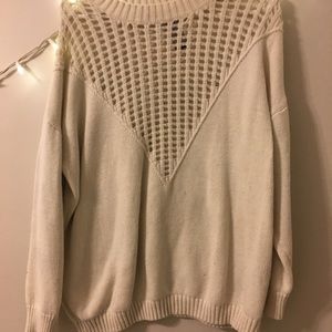 White knit sexy oversized comfy sweater